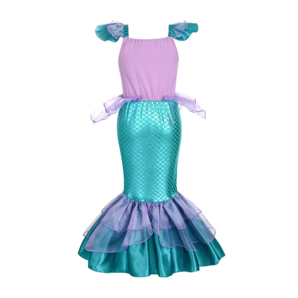 Little Mermaid Costume Dress 4T Purple & Teal Girls Disney Princess Gown